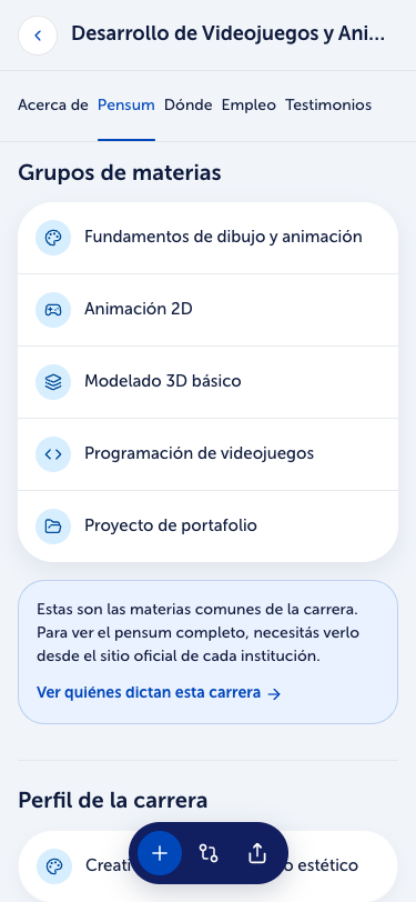Pensum de una carrera en el prototipo